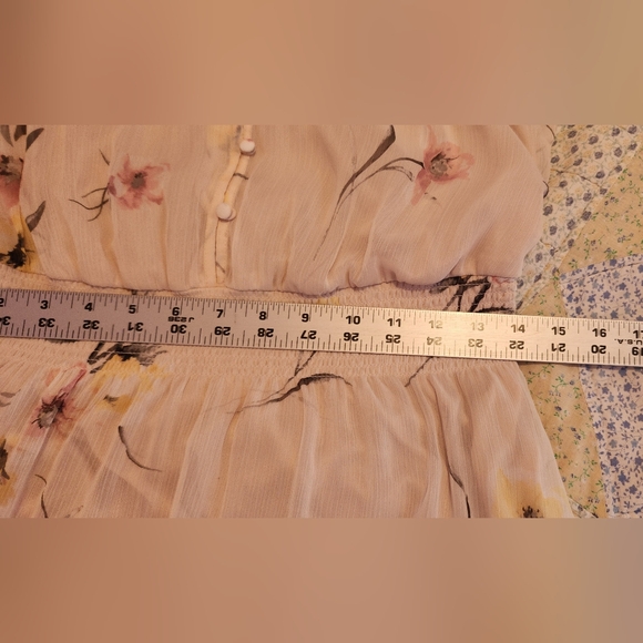 White House Black Market Floral Cream Dress Size M - Picture 12 of 15